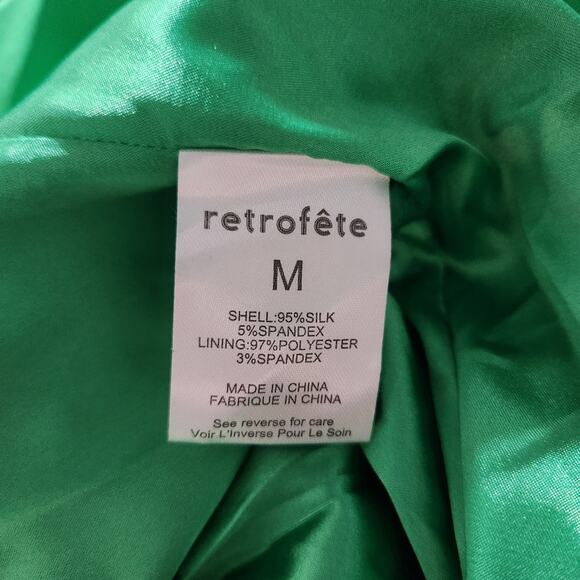 Retrofete Margot Dress Green Size Medium Silk Blend Open Back NWT - Picture 13 of 14